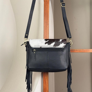 Bolso bandolera de cuero con flecos para mujer, bolso de hombro de diseñador de cuero genuino de lujo, bolsos de piel de vaca - Product Image 5