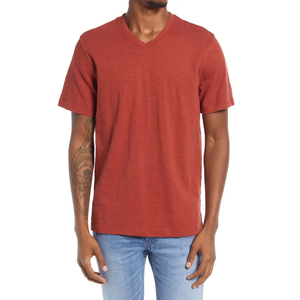 Camisetas Personalizadas con Cuello en V para Hombre, 100% Algodón, Tejido de Punto, Color Sólido, Diseño en Blanco, Alta Calidad, Camisetas con Cuello en V para Hombre al por Mayor - Product Image 1