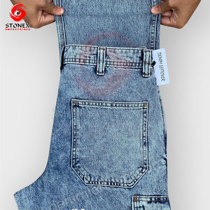 Jean droit vintage délavé bleu pour homme, coupe décontractée, style streetwear, pantalon en denim vieilli, vente en gros - Product Image 3