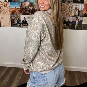 Sweat-shirt personnalisé pour femme, col montant, imprimé camouflage jungle sur toute la surface, luxe hiver, coupe oversize, 180g - Product Image 2