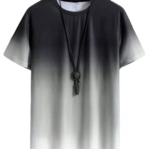 Camiseta Casual de Manga Corta para Hombre, 100% Algodón Tejido, Cuello Redondo, Corte Holgado, con Ribete en Contraste, Transpirable y Antiarrugas - Product Image 1