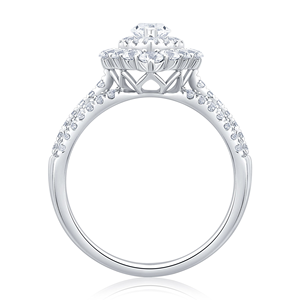 แหวนแต่งงานทองคำขาว 14k เพชรเม็ดเดี่ยวทรงมาร์คีส์ 4.00 กะรัต ความสะอาดระดับ VS1 สี F ทรงฮาโล ประดับเพชรเม็ดเดี่ยว ได้รับการรับรองจาก IGI เพชรเพาะเลี้ยงในห้องปฏิบัติการ - Product Image 2