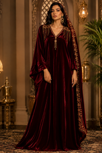 Abaya de Terciopelo Talla Grande, Abierta por Delante, Vestido Kaftán Musulmán, Estilo Kimono Islámico Modesto, Largo hasta el Suelo, con Bordado, para Adultos - Product Image 2