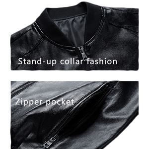 2024 mejor diseño de tendencia Venta caliente de alta calidad de impresión de logotipo personalizado hombres mangas de cuero Stand Collar hombres chaqueta - Product Image 5