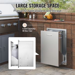 Cassetto per Rifiuti da Esterno in Acciaio Inox 19.7W X 26.5H Pollici con Anello Porta Sacchetti per Isola BBQ e Griglia - Product Image 3