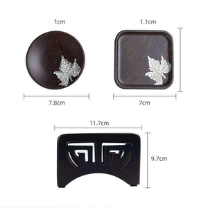 Juego de Posavasos de Madera para Té y Café, Posavasos de Madera Hechos a Mano, Accesorios de Mesa para Tazas, Jarras, Hogar, Oficina, Restaurante - Product Image 3