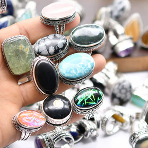 Anillo Antiguo de Latón Chapado en Plata de Ley 925 con Gemas Multicolor, Religioso Cristiano, para Niños, para Boda, Fiesta, con Bisel - Product Image 1