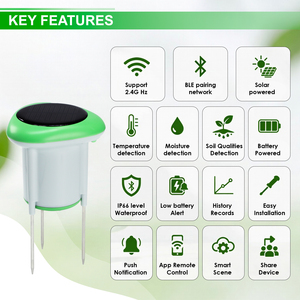 Capteur de sol solaire intelligent WiFi et Bluetooth 5.0 pour la surveillance en temps réel de l'humidité, de la température et de l'EC pour les cultivateurs d'intérieur, les jardins et les fermes (OEM) - Product Image 1