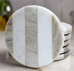 Top Selling Sale Stone <b>Coaster</b> Table Accessory Luxury Flower Shape Brass Design <b>Marble</b> <b>Coaster</b> Set - Product Image 5