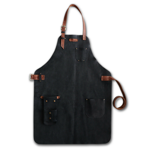 Leather Bib <b>Apron</b> With Pockets Durable Classic Work <b>Apron</b> For Cooking Daily Use - Product Image 1