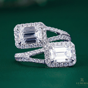 Exquisite <b>Custom</b> <b>Ring</b> Featuring Emerald and Round Cut Diamonds D E Color VVS VS Clarity Precision Fine Jewelry Design Engagement - Product Image 3