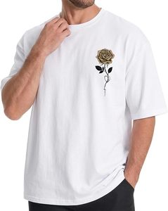เสื้อยืดโอเวอร์ไซส์ผ้าฝ้ายแท้ 100% น้ำหนัก 220 กรัม พิมพ์ลายตามสั่งที่ไหล่ สไตล์ฮิปฮอป ไซส์พลัส ผ้าฝ้ายแท้ 100% ทรงบ็อกซี่ สำหรับผู้ชาย - Product Image 1