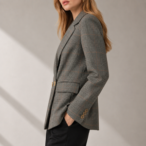 Wholesale <b>Clothes</b> Women's Single Button Notched Collar Full Sleeve Breathable Wool Polyester Woven Anti-Wrinkle Blazer - Product Image 2