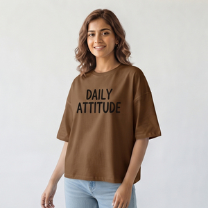 T-shirt ample à col rond imprimé pour femme, coupe décontractée, 140g, coton et polyester compressés écologiques - Product Image 1