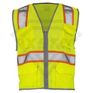 Chaleco de Seguridad de Malla Verde Lima de Alta Visibilidad con Tiras Reflectantes y Múltiples Bolsillos, Ropa de Trabajo al por Mayor, Fabricante de Ropa OEM, Logotipo Personalizado - Product Image 2