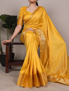 Sari en soie Dola en nylon de créateur avec broderie Zari traditionnelle pour l'exportation - Product Image 2