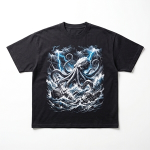 Floating Observatory T-<b>Shirt</b> | Cream Beige 240 GSM Heavyweight Cotton Tee with Cosmic Telescope Graphic - Product Image 3