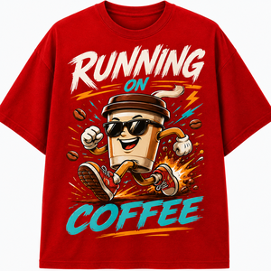 เสื้อยืดแขนยาวคอกลมสีดำพิมพ์ลายการ์ตูนกาแฟสำหรับผู้ชาย ทรงหลวม สวมใส่สบาย ผลิตจากผ้าเจอร์ซีย์คอตตอน 100% - Product Image 1