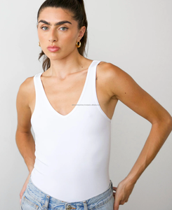Débardeur court tricoté pour femme, style vintage, personnalisé, col en V, en Spandex/Polyester, avec rubans, séchage rapide, respirant, écologique, pour le yoga - Product Image 2
