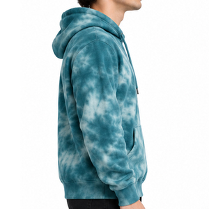 เสื้อฮู้ดดี้ผู้ชายลายมัดย้อมชิโบริ ผ้าคอตตอนฟลีซหนานุ่ม สวมใส่สบาย ทรงหลวม สไตล์สตรีทแวร์ ขายส่ง - Product Image 4