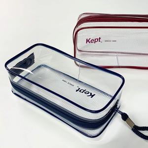Estuche para lápices transparente de gran capacidad Raymay Fujii Keep Clear, de malla de PVC con fuelle y cremallera larga - Product Image 5
