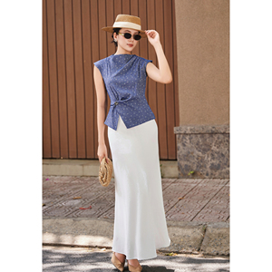 Women's Elegant White High Waist Mermaid <b>Maxi</b> Skirt Comfortable Office Casual Modern Fashion Style Spandex/Polyester MIREL - Product Image 2