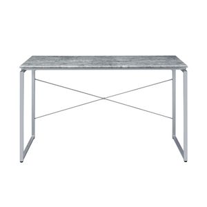 Scrivania Rettangolare con Piano in Finto Cemento Argento, Design Elegante per Computer - Product Image 4