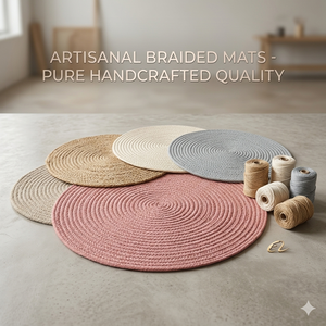 Handcrafted Braided <b>Round</b> Rug Jute Table <b>Mat</b> Woven Floor Pads Soft Eco -Friendly Home Decor - Product Image 1
