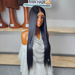 Perruques 100% Cheveux Humains Vierges Bruts Vietnamiens Double Drawn 5x5 HD Transparent Lace Front Closure Longue Perruque Sans Colle Lisse Baguette - Product Image 3