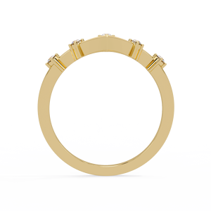 Bague de mariage en or massif 14 carats, motif chevron, empilable, avec diamant de laboratoire rond, forme en V incurvée, pour femme, bijoux d'anniversaire - Product Image 5
