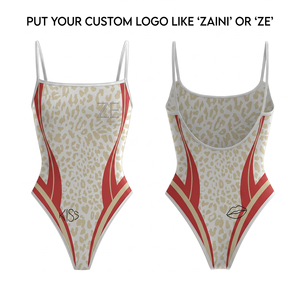 Shorts de Baño para Mujer, Cintura Alta, Bikini de 2 Piezas, 140 GSM, Poliéster Premium de Secado Rápido, Morado y Blanco, Estampado Digital con Botones, OEM ODM - Product Image 1
