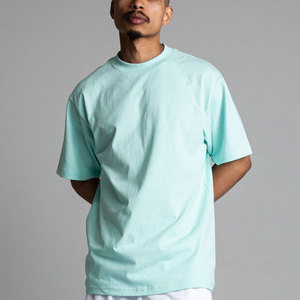 Camiseta de algodón grueso de 7.5oz con cuello redondo, estampado serigráfico, logo frontal transpirable y corte holgado estilo Hip Hop personalizado - Product Image 1