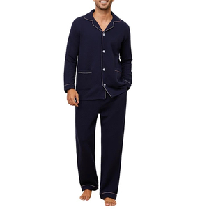 Vêtements de nuit pour hommes, pyjamas avec chemise, ensembles deux pièces, pyjamas décontractés pour hommes, pyjamas en soie satinée à manches longues - Product Image 2