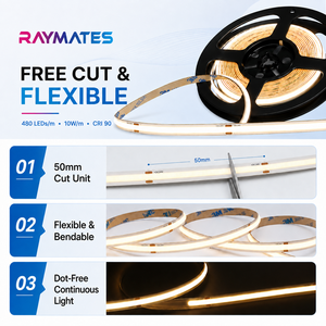 Bande LED COB Flexible 24V 480 LED/m Sans Points pour Décoration d'Armoires et de Cuisines 10W/m Vente en Gros Certifiée UL/ETL - Product Image 2