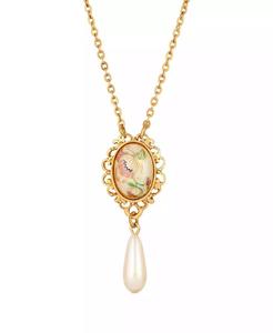 Collana ovale con pendente a forma di fiore color oro |   2028 - Product Image 1
