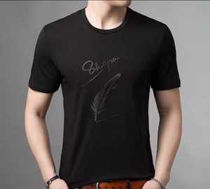 <b>Men's</b> Short Sleeve O-Neck T-Shirt With Print Slim Fit Casual Wear Knitted 100% Cotton Breathable Front Logo - Product Image 6
