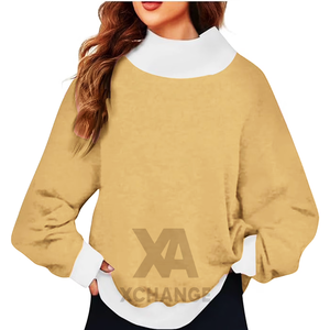 Sweat-shirt à col montant personnalisé pour femme avec broderie appliquée sur le devant, en molleton bouclette 100 % coton, idéal pour un look décontracté. - Product Image 4
