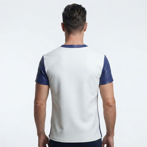 <b>Men</b> Short Sleeve Leather T <b>Shirts</b> <b>Men's</b> V-Neck Leather T-<b>Shirt</b> <b>Men</b> Leather T <b>Shirt</b> Streetwear <b>Men</b> Leather T <b>Shirt</b> Wholesale - Product Image 2