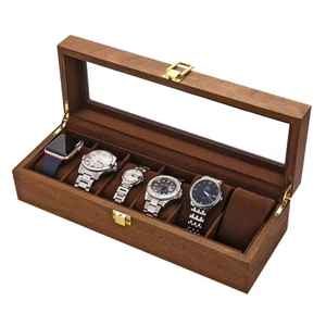 Boîte de rangement en bois vintage avec couvercle à charnières et loquet métallique, organisateur décoratif rustique pour la maison et le bureau - Product Image 5