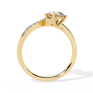 Bague de fiançailles et d'anniversaire minimaliste de créateur, diamant de laboratoire ovale 1 CT E VS1, or massif 14 carats - Product Image 3