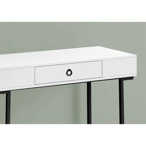 Scrivania Moderna Contemporanea da 42 Pollici per Ufficio Domestico con Cassetti Portaoggetti, Laminato Bianco Lucido e Metallo Nero per Lavoro con Laptop - Product Image 3