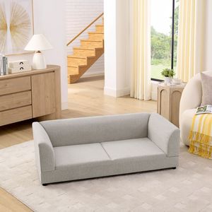 Divano per Animali Domestici Oversize dal Design Rettangolare Moderno, Comodo con Schienale e Braccioli, Morbido Cuscino Beige per Cani di Taglia Media/Grande - Product Image 3