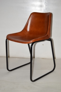 Industrial Dining Chair Modern Genuine Leather Seat Iron Base Eco-Friendly Adjustable Kitchen Home Office Villa Furniture Solid - Product Image 3