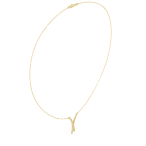 Collier pendentif en or jaune avec diamant cultivé en laboratoire incurvé pour femmes |   Cadeau de bijoux fins pour un anniversaire de mariage minimaliste - Product Image 2