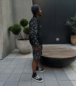 Custom <b>Men</b> Windbreaker Tracksuit Set Star Print Zip Up <b>Jacket</b> And Shorts Two Piece Streetwear Sportswear Set - Product Image 3