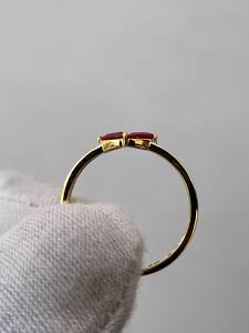 Élégante bague à deux pierres en rubis rouge, coupe poire, vintage, en argent sterling 925 plaqué or 14 carats, pour fiançailles et mariage - Product Image 6