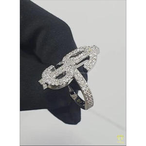 Moissanite Diamond Dollar Sign <b>Ring</b> for <b>Men</b> Iced Out Money Symbol Statement <b>Ring</b> Luxury Hip Hop Bling Micro Pave Sterling <b>Silver</b> - Product Image 2