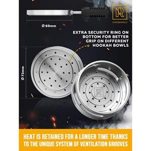 Support de charbon pour chicha parfait avec système de gestion de la chaleur et économiseur de saveur, et tête de chicha - Product Image 4