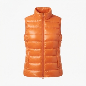 Gilet matelassé brillant métallisé pour femme, col montant, fermeture éclair intégrale, léger, décontracté, sans manches, chaud, pour l'hiver, OEM - Product Image 2