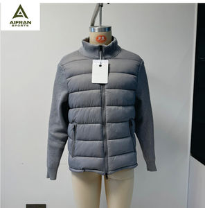 Chaqueta de Mezclilla Gris para Hombre AIFRAN SPORTS, Cuello Camisero, Botones de Cuerno, Acolchado de Algodón Ecológico, Estilo Casual de Invierno - Product Image 1